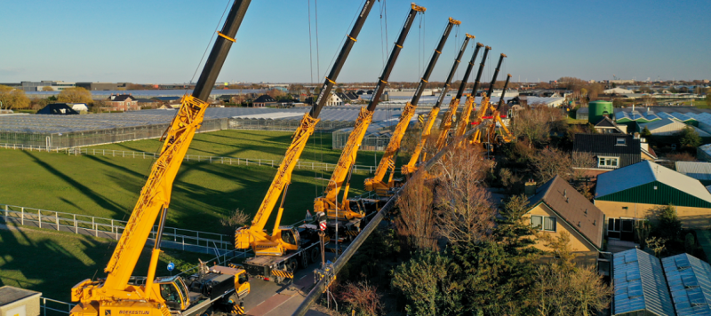 8 kranen op een rij voor 368 meter lange boring