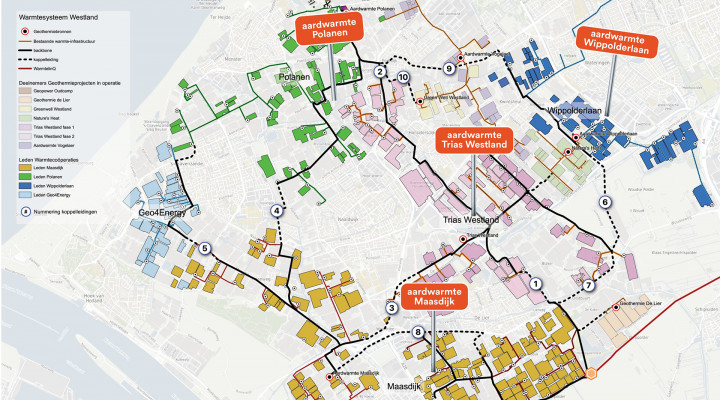 Landkaart Warmtesysteem Westland