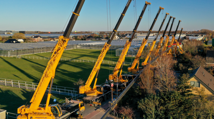 8 kranen op een rij voor 368 meter lange boring